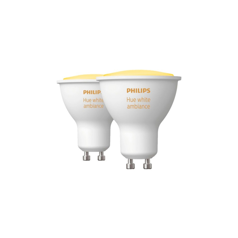 Philips Hue White Ambiance GU10 + Bridge, LED-Lampe(Doppelpack, ersetzt 35 Watt, inkl. Hue Bridge)