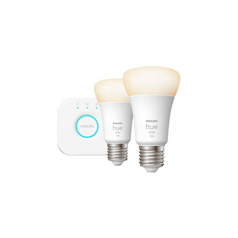 Philips Hue White Starter-Kit E27, LED-Lampe(zwei Lampen, eine Hue-Bridge, ersetzt 75 Watt)