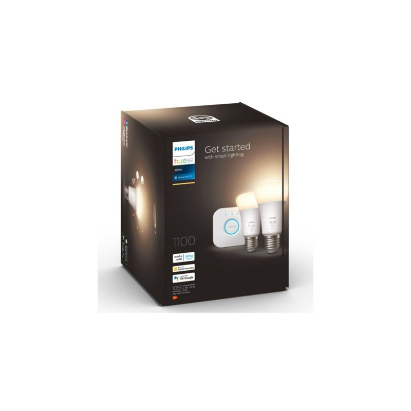 Philips Hue White Starter-Kit E27, LED-Lampe(zwei Lampen, eine Hue-Bridge, ersetzt 75 Watt)