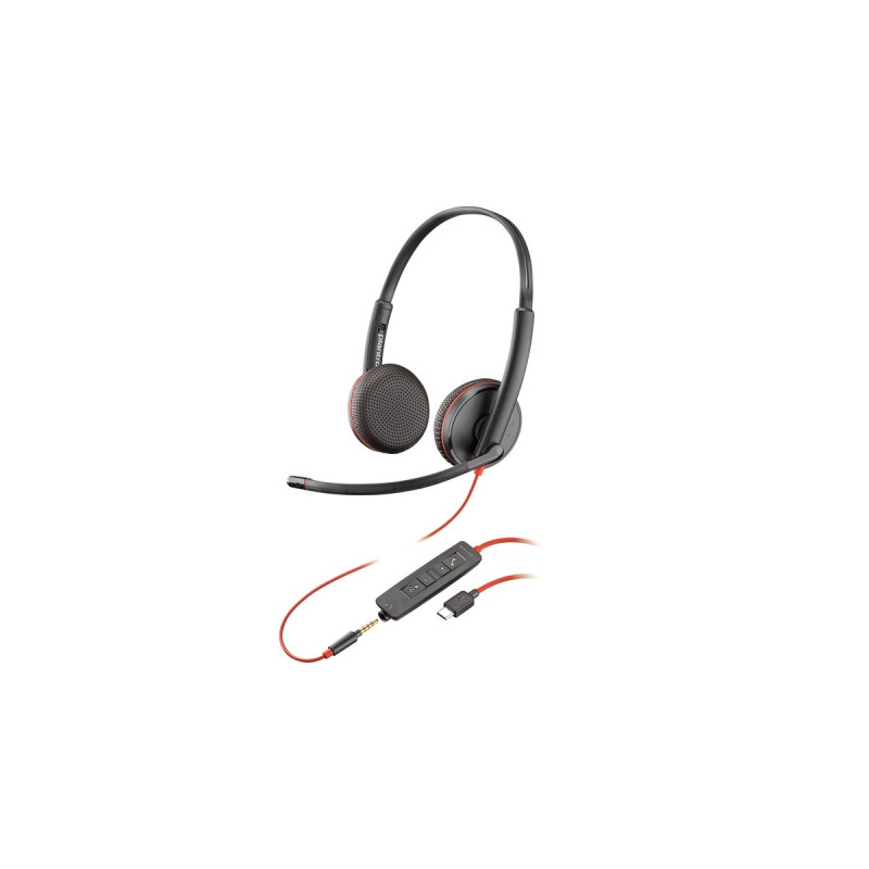Plantronics Blackwire 3225 duo, Headset(schwarz, Klinke, USB-C)