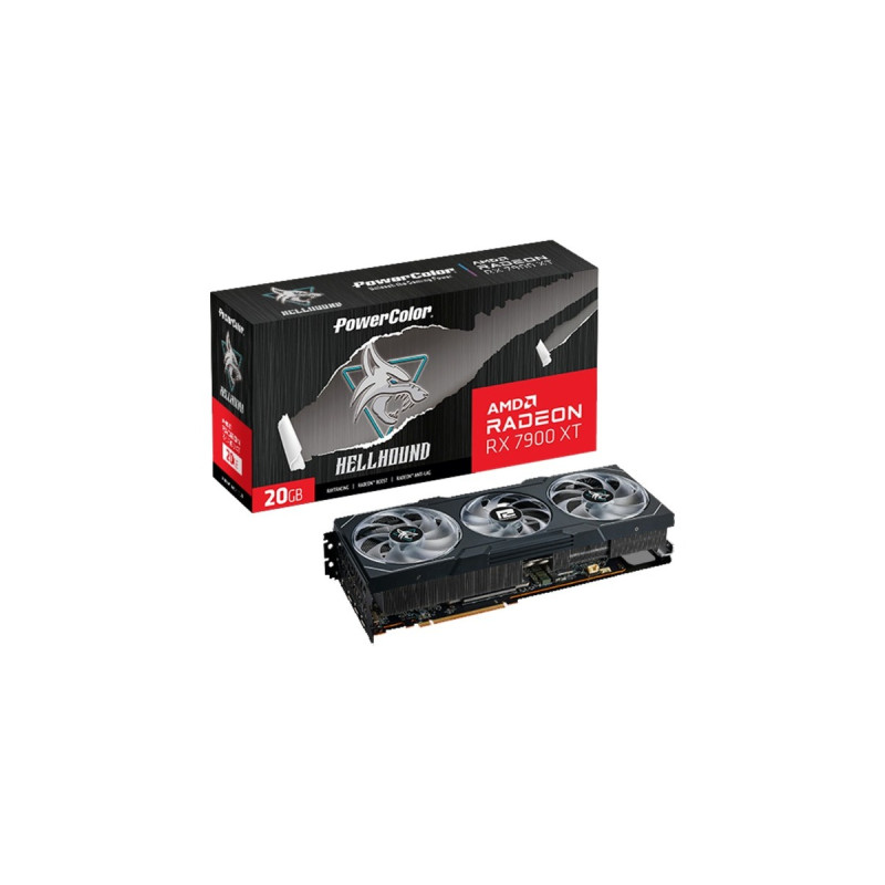 PowerColor Radeon RX 7900 XT Hellhound 20GB OC, Grafikkarte(RDNA 3, GDDR6, 3x DisplayPort, 1x HDMI 2.1)