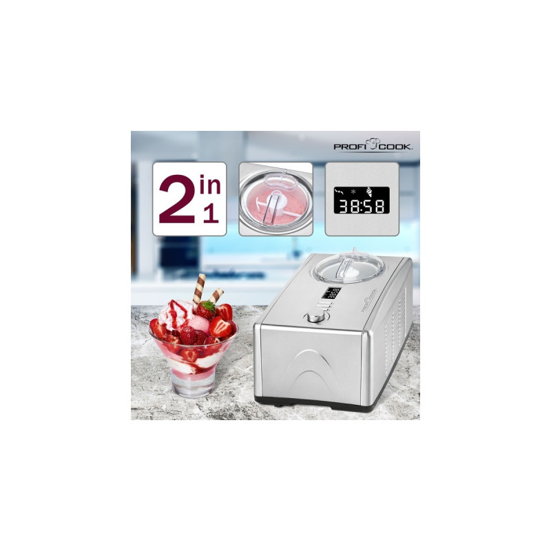ProfiCook 2in1 - Eiscremeautomat und Joghurtmaker PC-ICM 1091 N, Eismaschine(edelstahl)