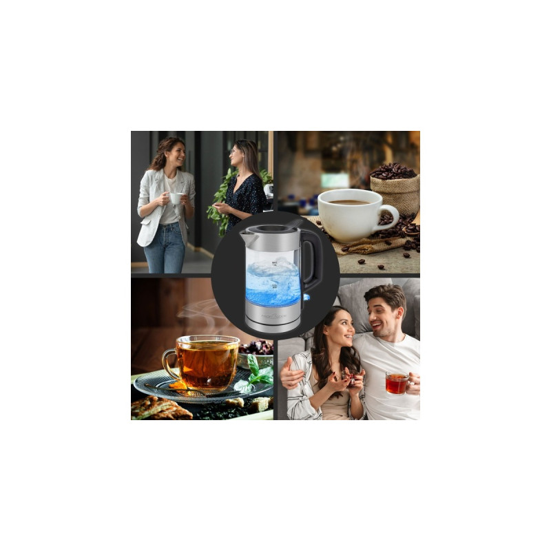 ProfiCook Glas-Wasserkocher PC-WKS 1229 G(edelstahl/schwarz, 1 Liter)