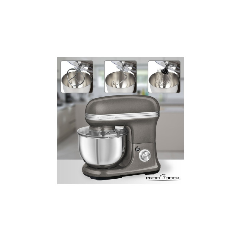 ProfiCook Knetmaschine Vintage PC-KM 1197, Küchenmaschine(anthrazit/edelstahl, 1.200 Watt)