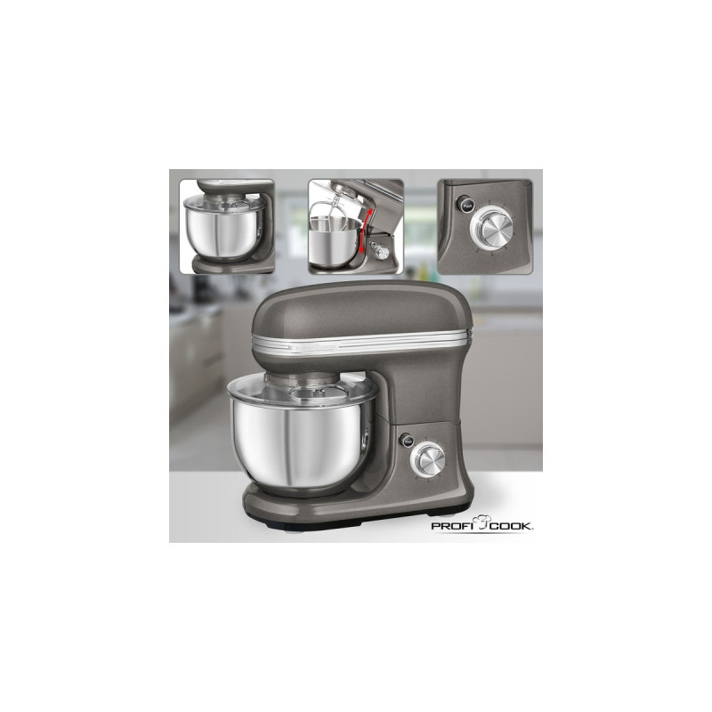 ProfiCook Knetmaschine Vintage PC-KM 1197, Küchenmaschine(anthrazit/edelstahl, 1.200 Watt)