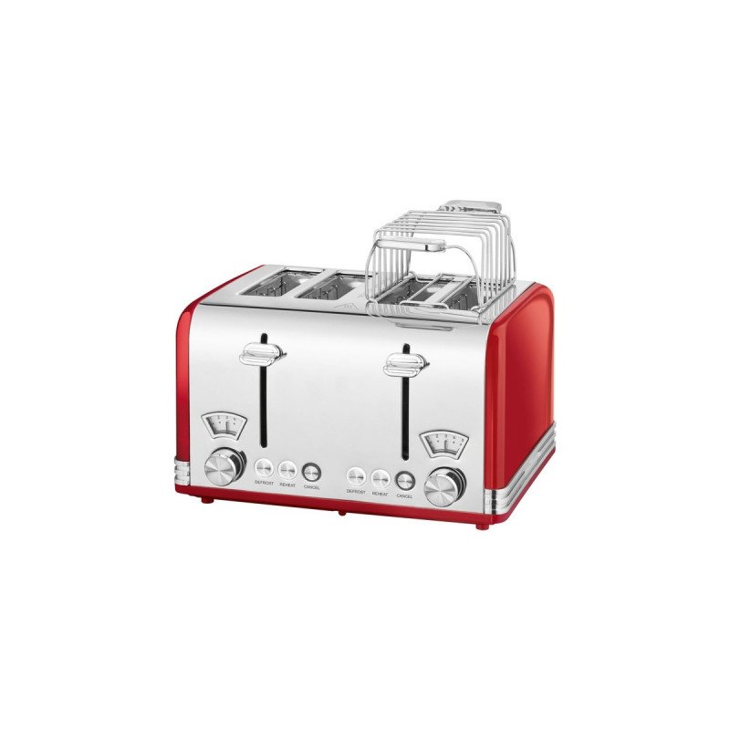 ProfiCook Toaster Vintage PC-TA 1194(rot/chrom, 1.630 Watt, für 4 Scheiben Toast)