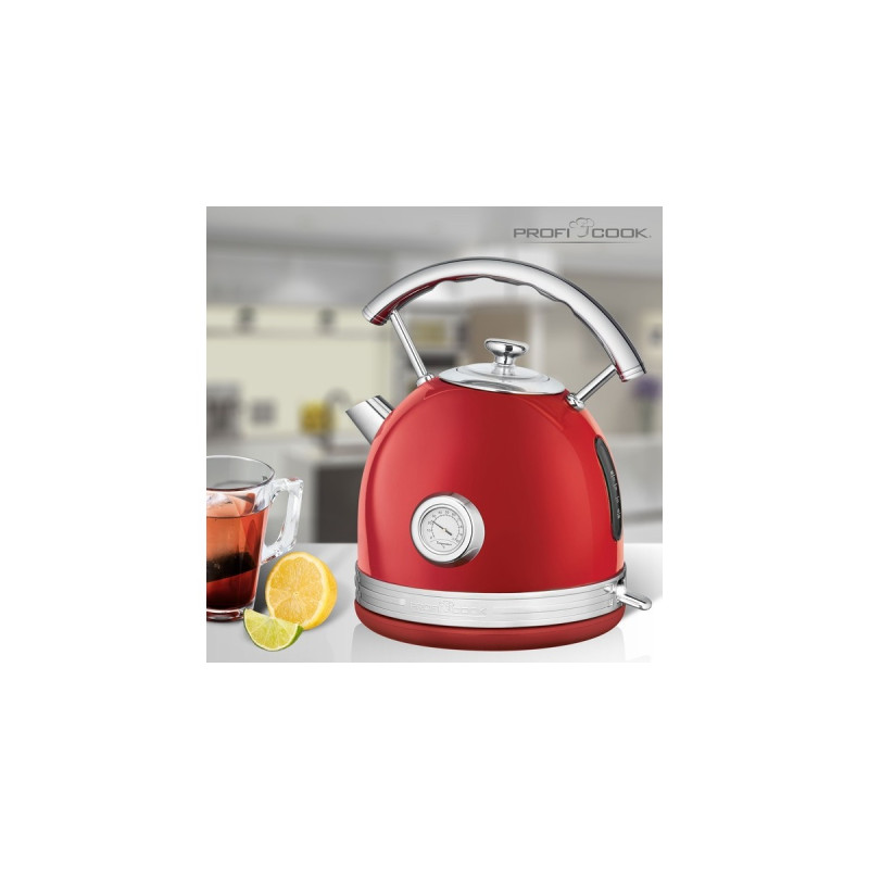 ProfiCook Vintage PC-WKS 1192, Wasserkocher(rot/chrom, 1,7 Liter)