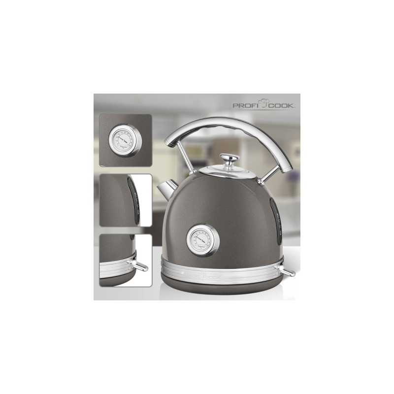 ProfiCook Vintage PC-WKS 1192, Wasserkocher(grau/chrom, 1,7 Liter)