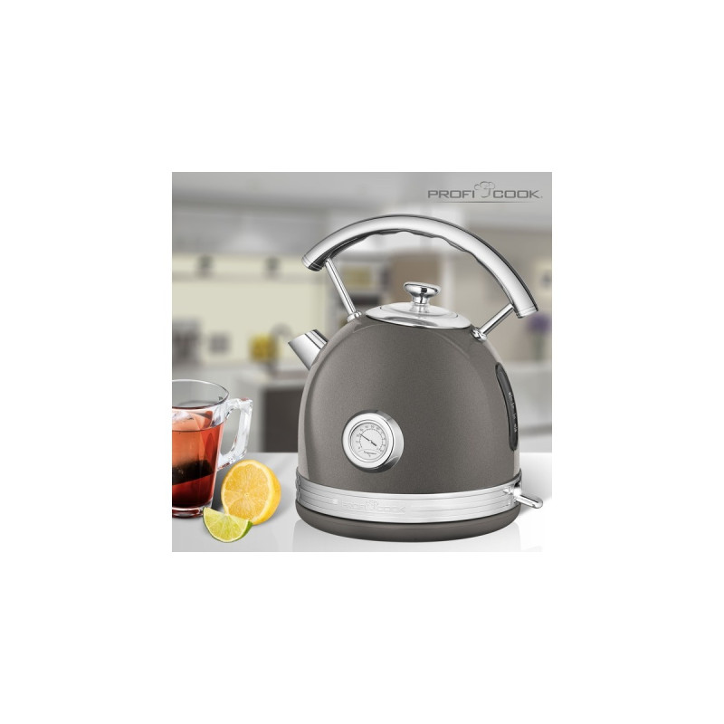 ProfiCook Vintage PC-WKS 1192, Wasserkocher(grau/chrom, 1,7 Liter)