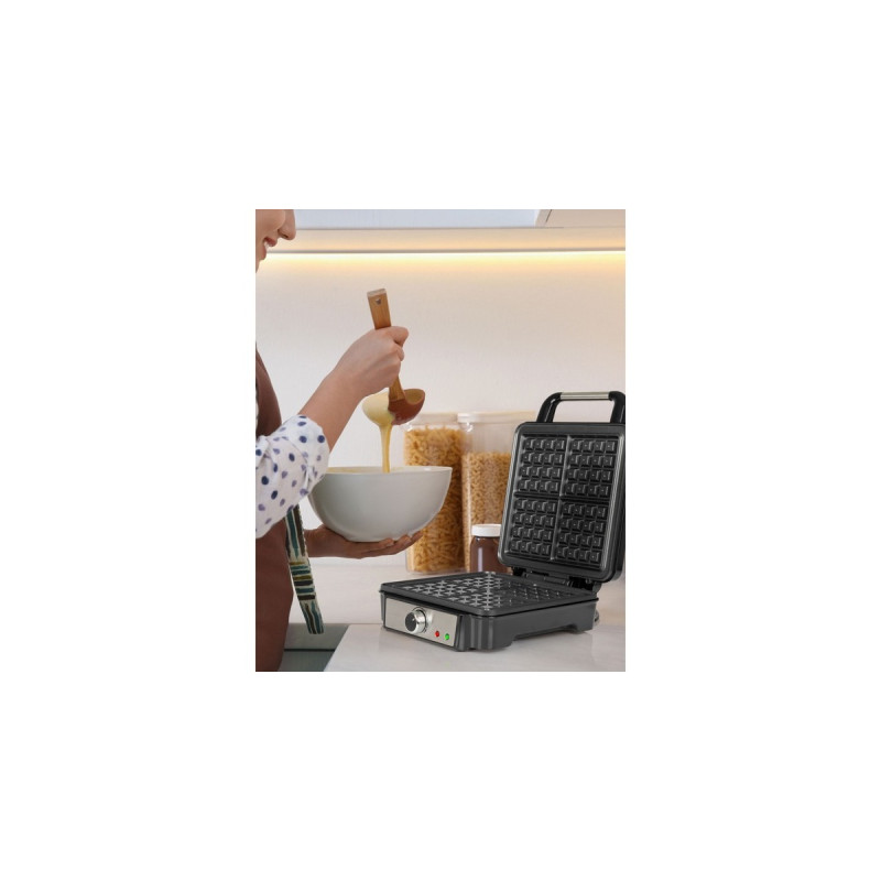 ProfiCook Waffelautomat PC-WA 1241, Waffeleisen(schwarz/edelstahl, 1.200 Watt)