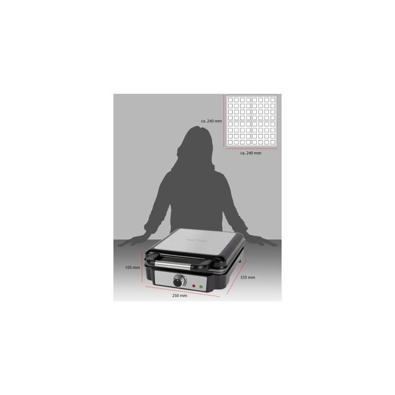 ProfiCook Waffelautomat PC-WA 1241, Waffeleisen(schwarz/edelstahl, 1.200 Watt)