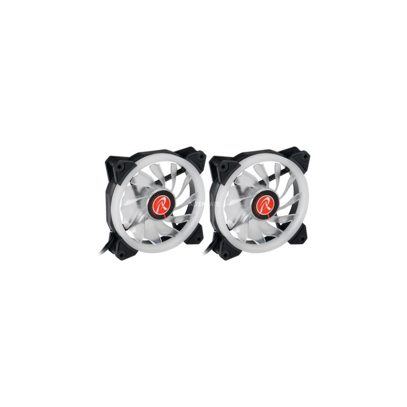 RAIJINTEK IRIS 12 RBW ADD-2, Gehäuselüfter(schwarz, 2 Lüfter, Controller und Fernbedienung)