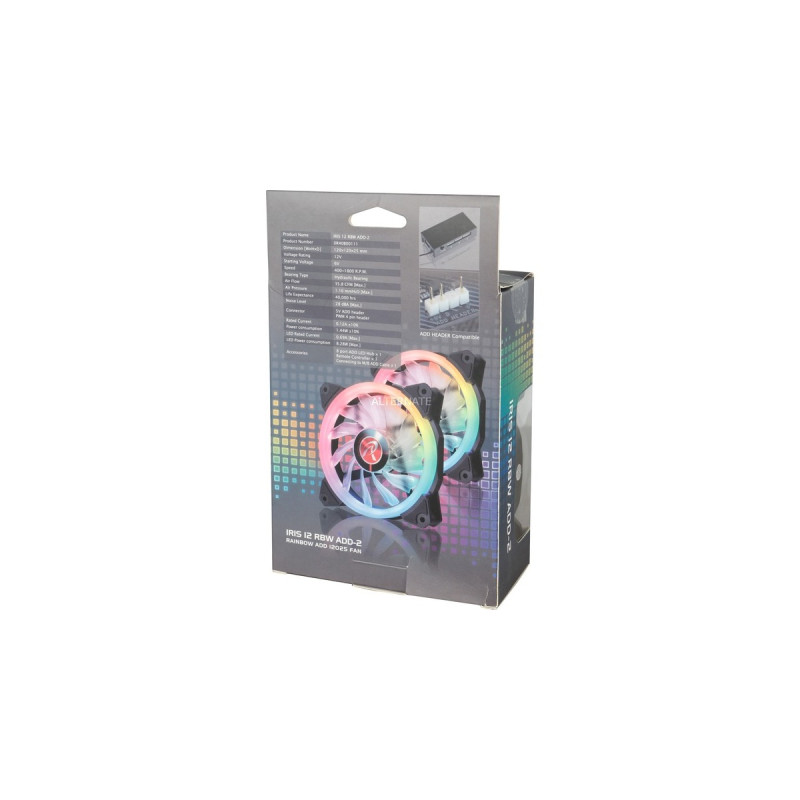 RAIJINTEK IRIS 12 RBW ADD-2, Gehäuselüfter(schwarz, 2 Lüfter, Controller und Fernbedienung)