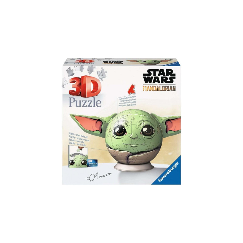 Ravensburger 3D Puzzel-Ball Mandalorian Grogu mit Ohren, Puzzle(Teile 72)