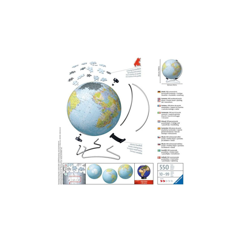 Ravensburger 3D Puzzle-Ball Globus in deutscher Sprache