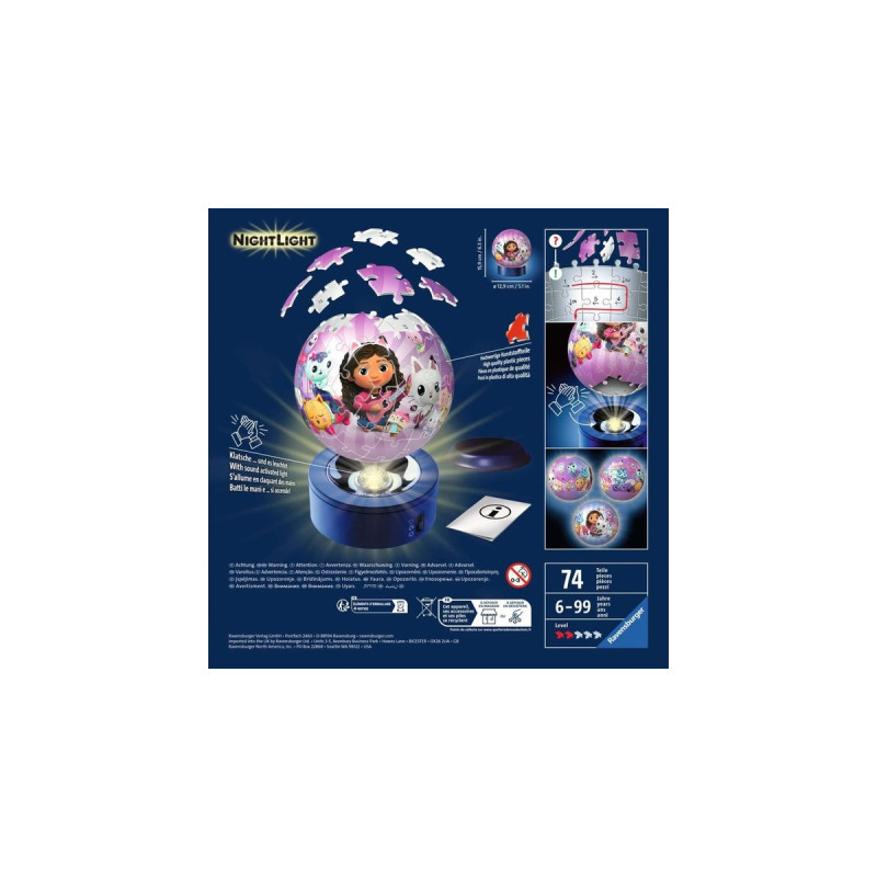 Ravensburger 3D Puzzle-Ball Nachtlicht Gabby's Dollhouse