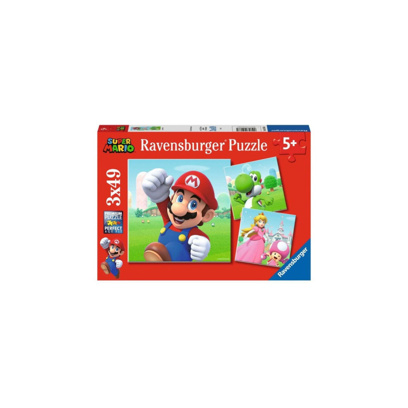 Ravensburger Kinderpuzzle Super Mario(3x49 Teile Puzzle für Kinder ab 5 Jahren)