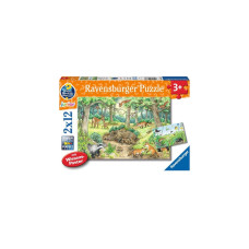 Ravensburger Wieso? Weshalb? Warum? Tiere im Wald und auf der Wiese, Puzzle(2x 12 Teile, mit Wissensposter)