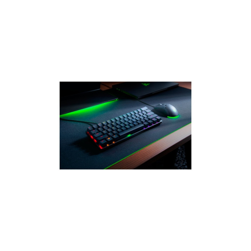 Razer Huntsman Mini, Gaming-Tastatur(schwarz, DE-Layout, Razer Clicky Optical (Purple))