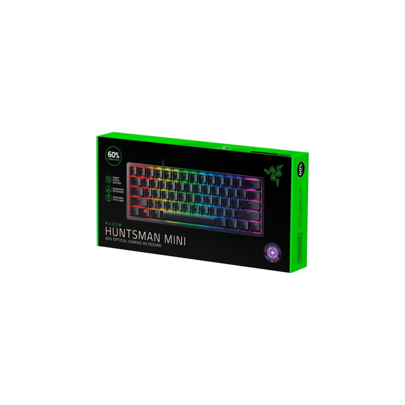 Razer Huntsman Mini, Gaming-Tastatur(schwarz, DE-Layout, Razer Clicky Optical (Purple))