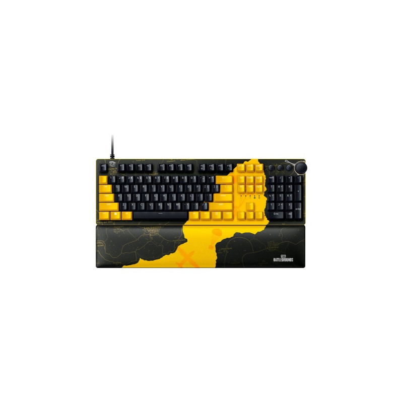 Razer Huntsman V2 - PUBG: BATTLEGROUNDS Edition, Gaming-Tastatur(schwarz/gelb, US-Layout, Razer Linear Optical (Red))