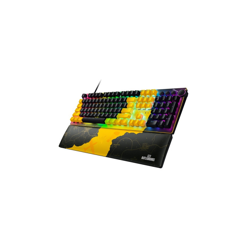 Razer Huntsman V2 - PUBG: BATTLEGROUNDS Edition, Gaming-Tastatur(schwarz/gelb, US-Layout, Razer Linear Optical (Red))