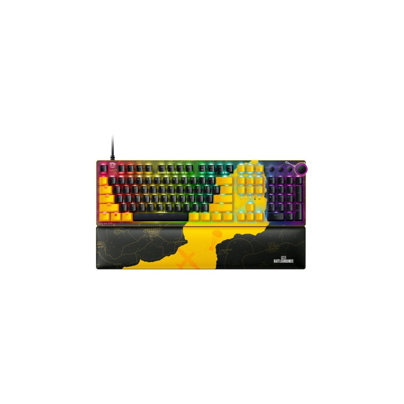Razer Huntsman V2 - PUBG: BATTLEGROUNDS Edition, Gaming-Tastatur(schwarz/gelb, US-Layout, Razer Linear Optical (Red))