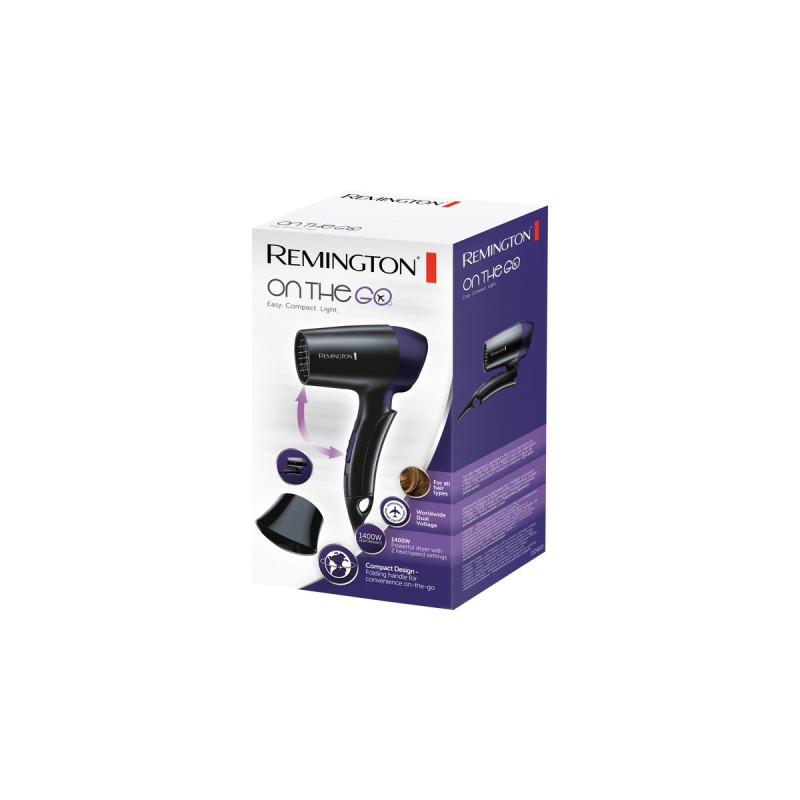 Remington On The Go D2400, Haartrockner(schwarz/violett)