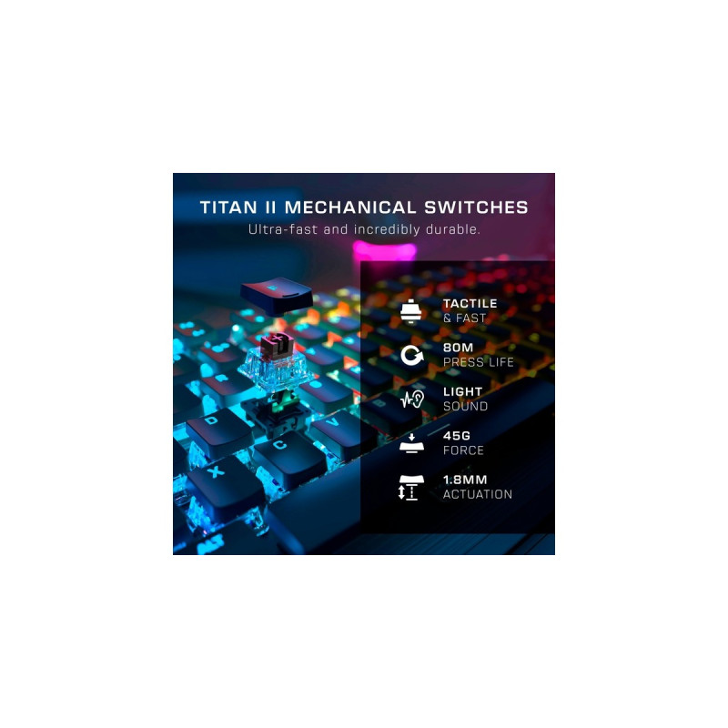 Roccat Vulcan II, Gaming-Tastatur(schwarz, DE-Layout, Roccat Titan II Brown)