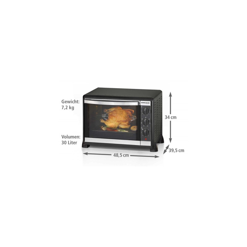Rommelsbacher Back & Grill Ofen mit Umluft BG 1550, Mini-Backofen(schwarz, Retail)