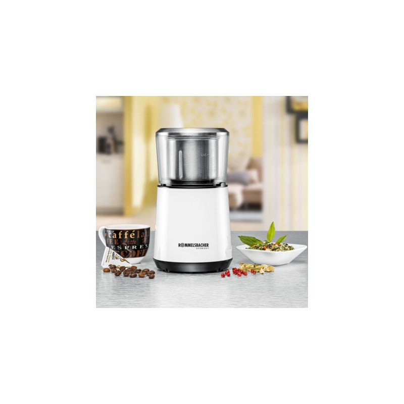 Rommelsbacher Kaffeemühle EKM 125(weiß/edelstahl, 200 Watt)