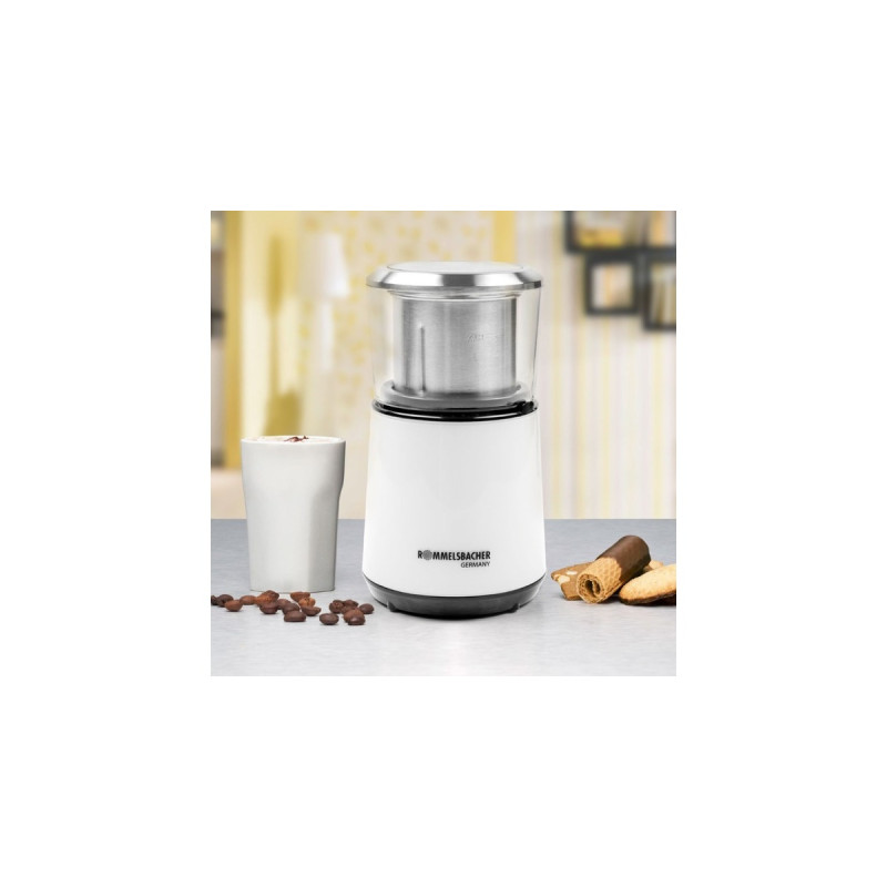 Rommelsbacher Kaffeemühle EKM 125(weiß/edelstahl, 200 Watt)