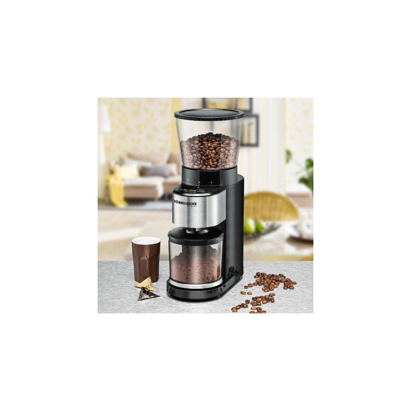 Rommelsbacher Kaffeemühle EKM 500(schwarz/edelstahl, 160 Watt, integrierte Präzisions-Waage)