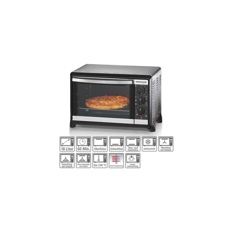 Rommelsbacher Kleinbackofen mit Umluft BG 1055/E, Mini-Backofen(silber/schwarz, Retail)