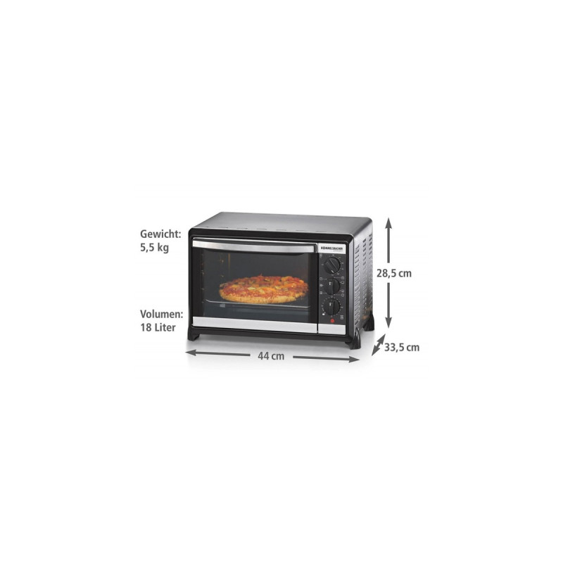 Rommelsbacher Kleinbackofen mit Umluft BG 1055/E, Mini-Backofen(silber/schwarz, Retail)