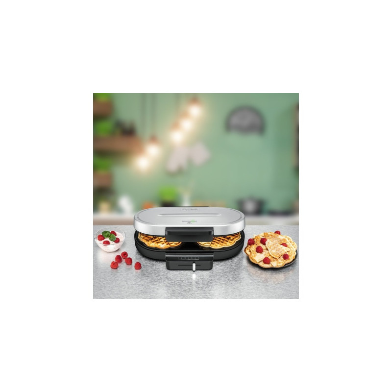 Rommelsbacher Waffelautomat WA 1250, Waffeleisen(schwarz/silber, 1.250 Watt)