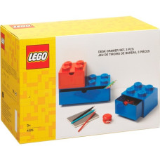 Room Copenhagen LEGO Schreibtischschubladen 3er Set , Aufbewahrungsbox(rot/blau)
