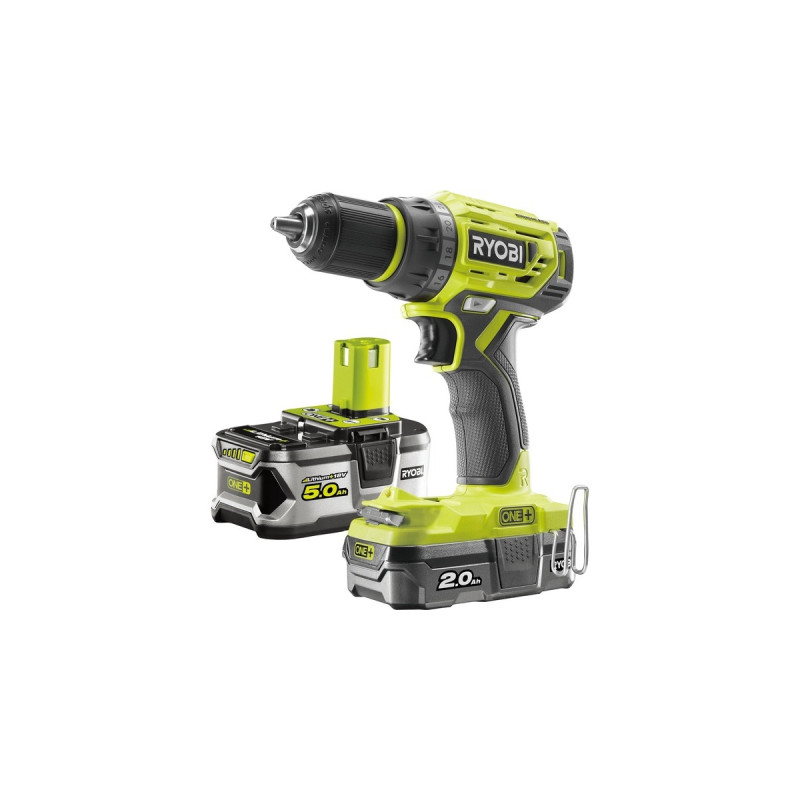 Ryobi Akku-Bohrschrauber R18DD7-252S, 18Volt(grün/schwarz, 1x Li-Ionen Akku 2,0Ah, 1x Li-Ionen Akku 5,0Ah)