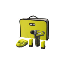 Ryobi Akku-Kompaktschrauber R12DD-220S, 12Volt, Bohrschrauber(grün/schwarz, Li-Ion Akku 2,0Ah, Werkzeugtasche)