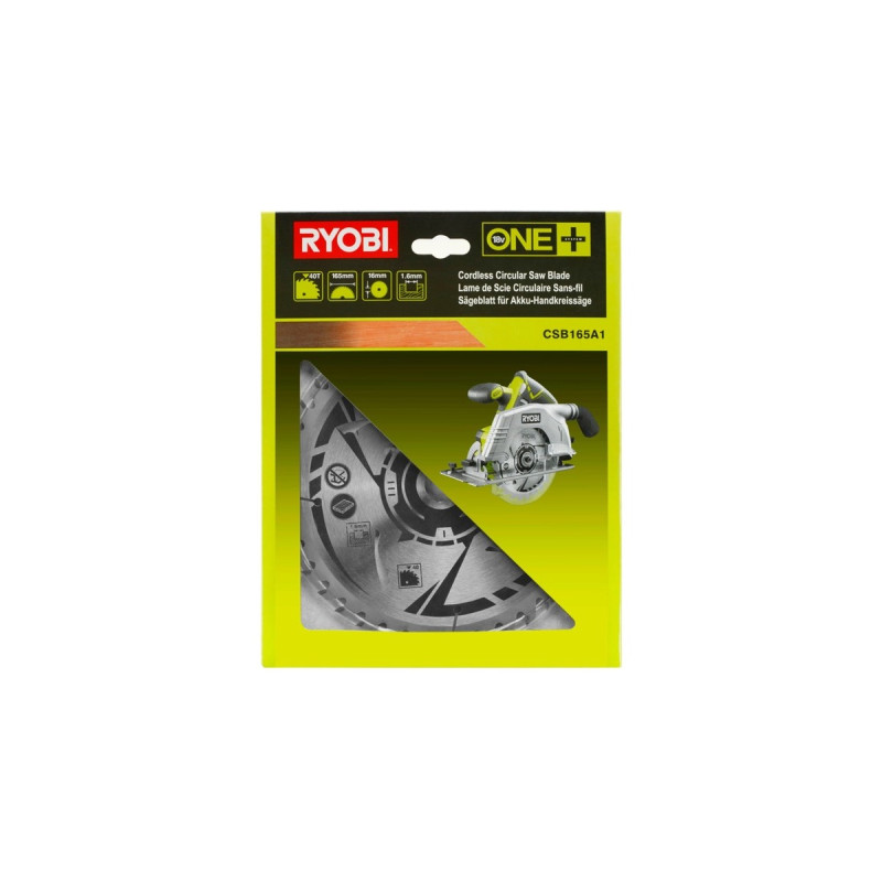 Ryobi HM-Kreissägeblatt CSB165A1, Ø 165mm, 40Z(Bohrung 16mm, für Akku-Handkreissägen)