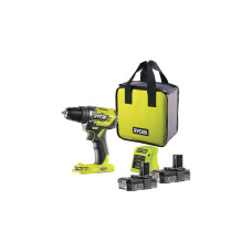 Ryobi ONE+ Akku-Bohrschrauber R18DD5-220S, 18Volt(grün/schwarz, 2x Li-Ionen Akku 2,0Ah, Tasche)