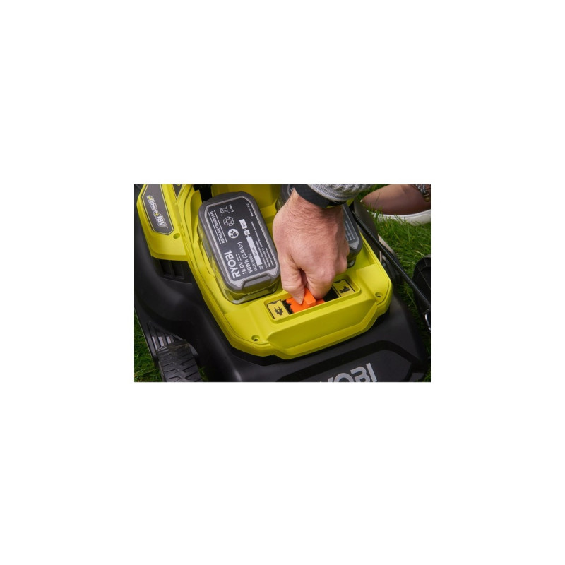 Ryobi ONE+ Hybrid-Rasenmäher RY18LMH37A-225, 18Volt / Kabel(grün/schwarz, 2x 2,5Ah Li-Ionen-Akku)