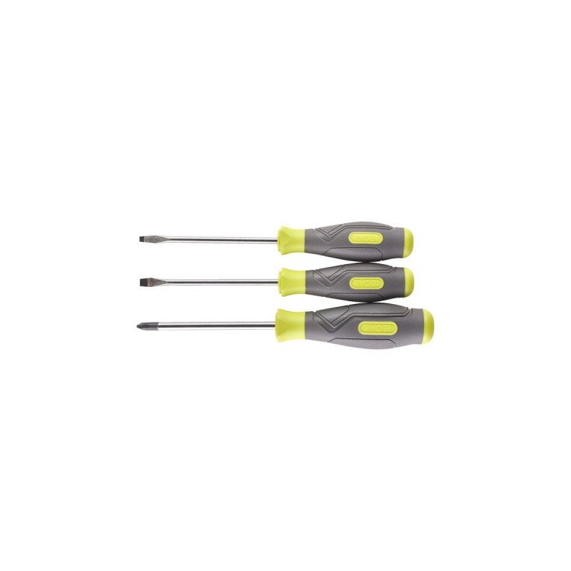 Ryobi Schraubendreher-Set RSD1PH2S, 3-teilig(grün/grau, 1x PH2 / 1x SL5,5 / 1x SL4)