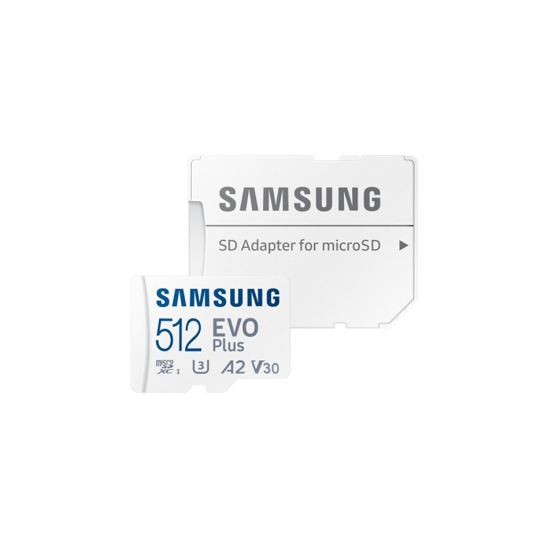 SAMSUNG EVO Plus 512 GB microSDXC (2021), Speicherkarte(weiß, UHS-I U3, Class 10, V30, A2)