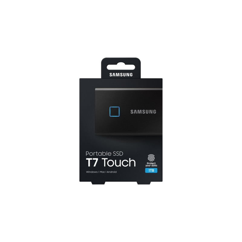 SAMSUNG Portable SSD T7 Touch 1TB, Externe SSD(schwarz, USB-C 3.2 Gen 2 (10 Gbit/s), extern)