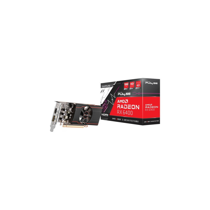 SAPPHIRE Radeon RX 6400 PULSE GAMING, Grafikkarte(RDNA 2, GDDR6, 1x DisplayPort, 1x HDMI)
