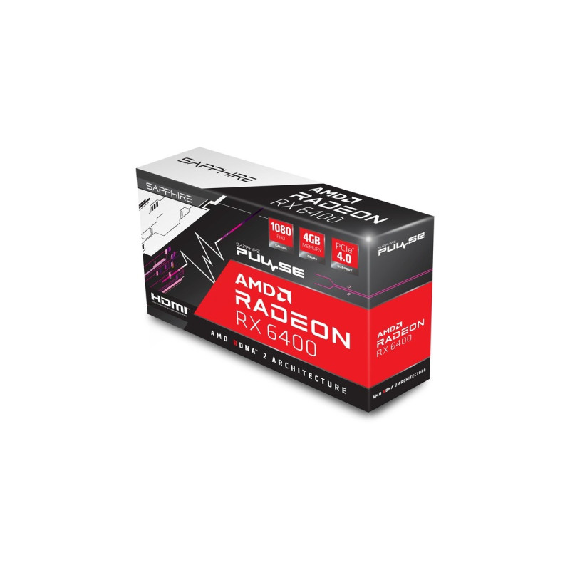 SAPPHIRE Radeon RX 6400 PULSE GAMING, Grafikkarte(RDNA 2, GDDR6, 1x DisplayPort, 1x HDMI)