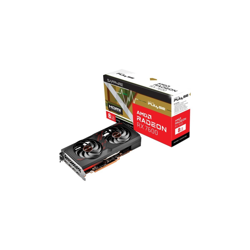 SAPPHIRE Radeon RX 7600 PULSE GAMING OC, Grafikkarte(RDNA 3, GDDR6, 3x DisplayPort, 1x HDMI 2.1)