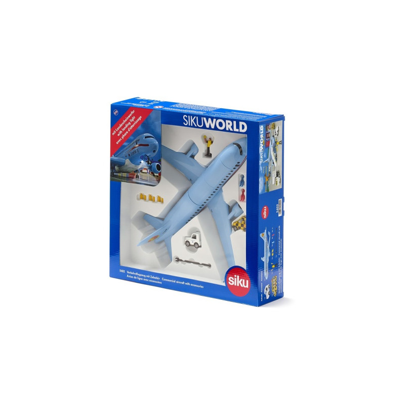 SIKU WORLD Verkehrsflugzeug , Modellfahrzeug(hellblau, mit Zubehör)