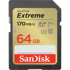 SanDisk Extreme 64 GB SDXC, Speicherkarte(UHS-I U3, Class 10, V30)